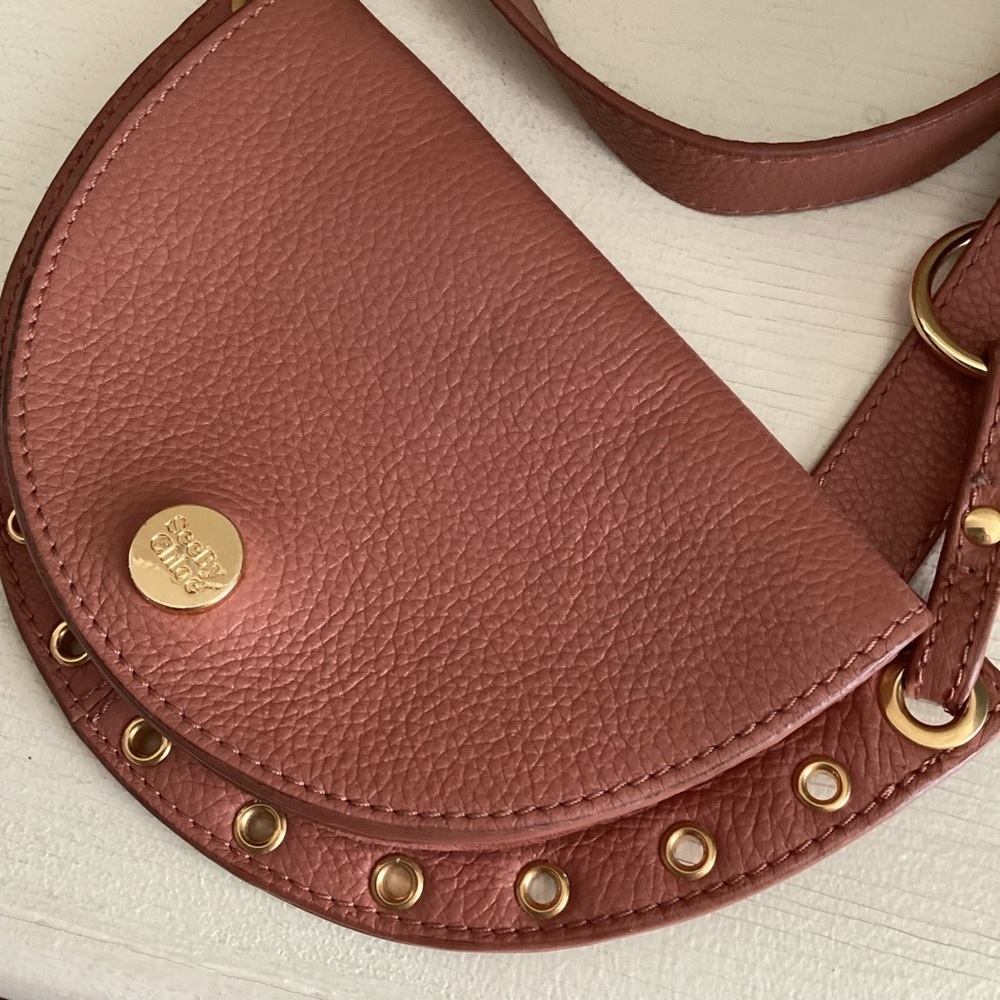 See By Chloe Kriss Convertible Leather Bag Pink Versatile Shoulder Belt Chest